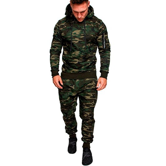 New men's outdoor sports camouflage set: sublimation pullover + matching pants