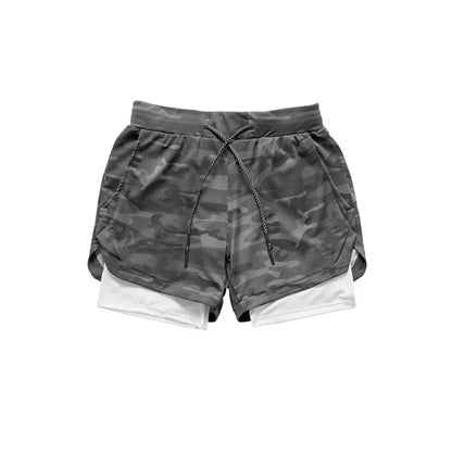 "Men's 2021 Camo Double-deck Quick Dry 2-in-1 Running Shorts - Ideal for Fitness, Jogging, and Workout - Sports Short Pants"